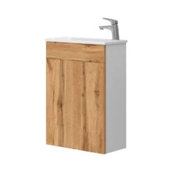 Badmöbel Set "Amadeo" Goldkraft Eiche/Weià 2 Teile, Mit Waschbecken Vicco