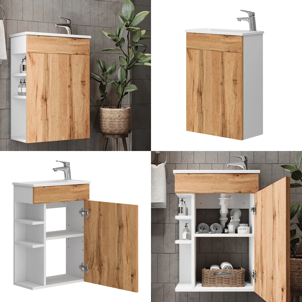 Badmöbel Set "Amadeo" Goldkraft Eiche/Weiß 2 Teile, Mit Waschbecken Vicco 10 Badmöbel Set "Amadeo" Goldkraft Eiche/Weiß 2 Teile, Mit Waschbecken Vicco – Bild 8