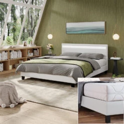 Bettgestell "Bern" Weiß 200x160 Cm Mit LED Beleuchtung Und Matratze Vitalispa -Vicco 20240304 m6206 m 04 ol