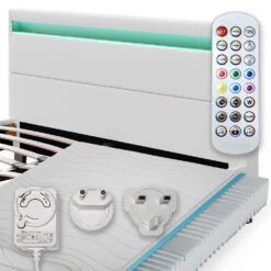 Bettgestell "Bern" Weiß 200x160 Cm Mit LED Beleuchtung Und Matratze Vitalispa -Vicco 20240304 m6206 m 06 ol