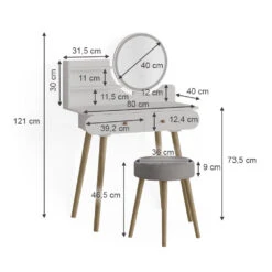 Schminktisch "Edda" Weiß 80 Cm Mit LED Beleuchtung Und Hocker Vicco 12 Schminktisch "Edda" Weiß 80 Cm Mit LED Beleuchtung Und Hocker Vicco -Vicco 20240305 m5178 03 ol