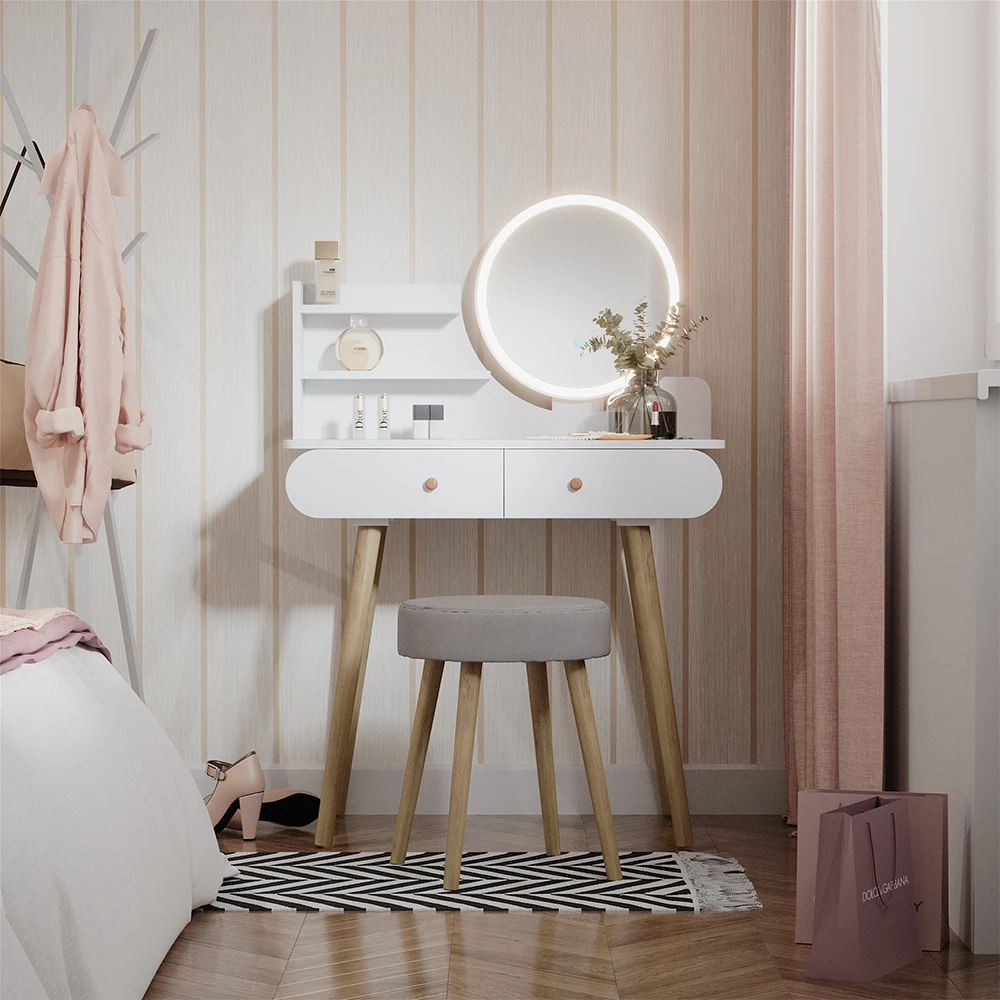 Schminktisch "Edda" Weiß 80 Cm Mit LED Beleuchtung Und Hocker Vicco 6 Schminktisch "Edda" Weiß 80 Cm Mit LED Beleuchtung Und Hocker Vicco – Bild 4