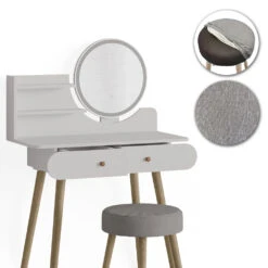 Schminktisch "Edda" Weiß 80 Cm Mit LED Beleuchtung Und Hocker Vicco 15 Schminktisch "Edda" Weiß 80 Cm Mit LED Beleuchtung Und Hocker Vicco -Vicco 20240305 m5178 06 ol