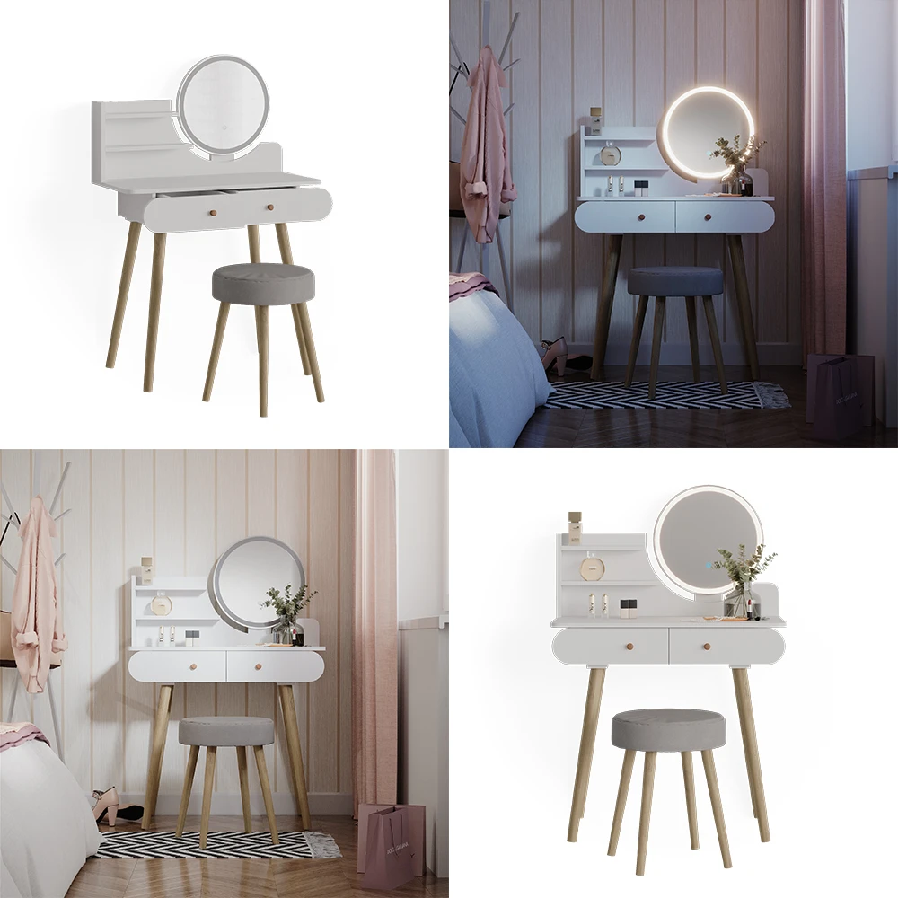 Schminktisch "Edda" Weiß 80 Cm Mit LED Beleuchtung Und Hocker Vicco 10 Schminktisch "Edda" Weiß 80 Cm Mit LED Beleuchtung Und Hocker Vicco – Bild 8