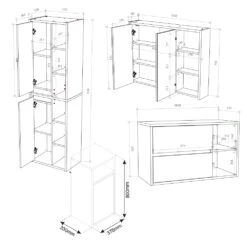 Badmöbel Set "Viola" Anthrazit/Eiche 4 Teile Vicco -Vicco 20240305 m5645 03 ol