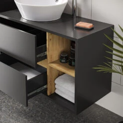 Badmöbel Set "Viola" Anthrazit/Eiche 4 Teile Vicco -Vicco 20240305 m5645 05 ol
