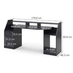 Gaming Tisch "Joel" Schwarz 180 X 66 Cm Vicco -Vicco 20240313 m3031 03 ol