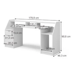 Computertisch "Joel" Weiß 180 X 66 Cm Vicco -Vicco 20240313 m3377 03 ol