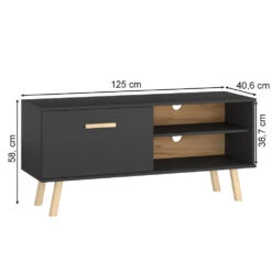 Lowboard "Hans" Anthrazit/Eiche 125 X 58.9 Cm Vicco -Vicco 4128 03 ol