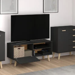 Lowboard "Hans" Anthrazit/Eiche 125 X 58.9 Cm Vicco -Vicco 4128 04 ol