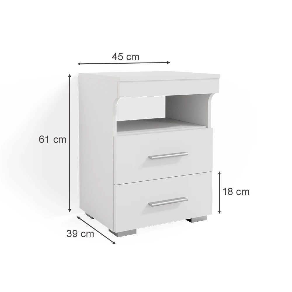 Nachttisch "Evi" Weiß 45 X 61 Cm 2er Set Vicco 5 Nachttisch "Evi" Weiß 45 X 61 Cm 2er Set Vicco – Bild 3