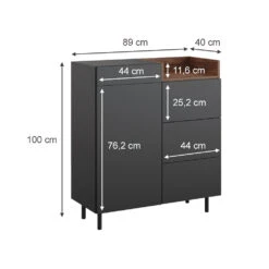 Sideboard "Anika" Anthrazit/Nussbaum 89 X 100 Cm Vicco 11 Sideboard "Anika" Anthrazit/Nussbaum 89 X 100 Cm Vicco -Vicco 5905 03 ol