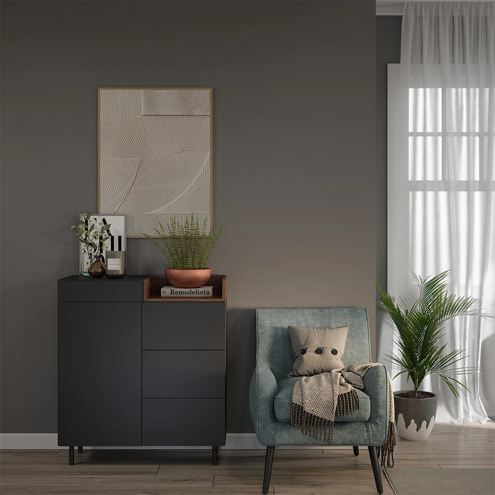 Sideboard "Anika" Anthrazit/Nussbaum 89 X 100 Cm Vicco 6 Sideboard "Anika" Anthrazit/Nussbaum 89 X 100 Cm Vicco – Bild 4