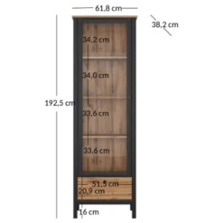 Vitrinenschrank "Lost" Eiche/Schwarz 62 X 193 Cm OK-Living -Vicco DS 1281 MBO 3