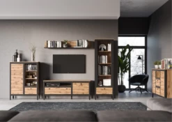 Vitrinenschrank "Lost" Eiche/Schwarz 62 X 193 Cm OK-Living -Vicco DS 1281 MBO 5