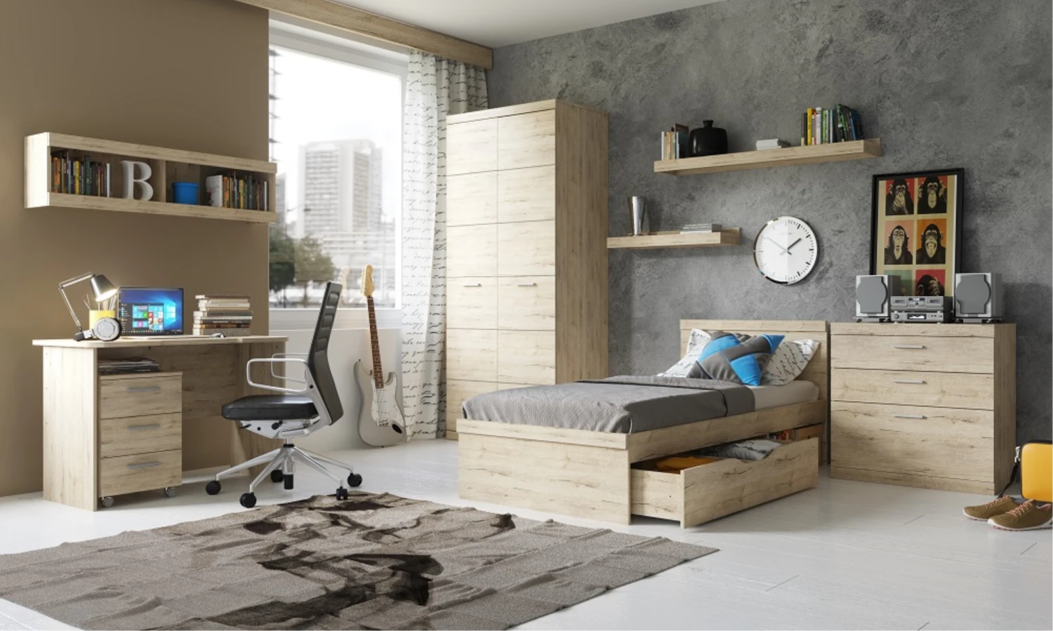 Sideboard "Oswald" Eiche 80 X 81 Cm OK-Living 4 Sideboard "Oswald" Eiche 80 X 81 Cm OK-Living – Bild 2