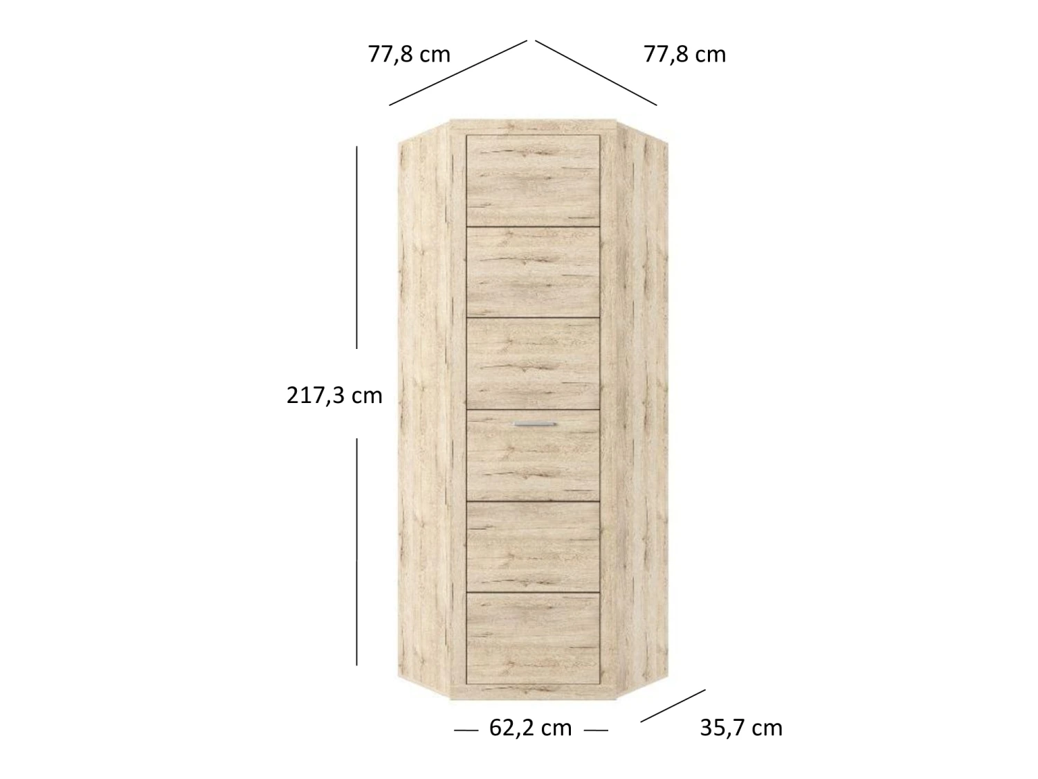 Eckkleiderschrank "Oswald" Eiche 78 X 78 Cm OK-Living 5 Eckkleiderschrank "Oswald" Eiche 78 X 78 Cm OK-Living – Bild 3