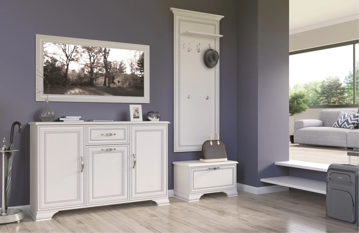 Wandgarderobe "Tifosi" Weiß 70 X 150 Cm OK-Living 4 Wandgarderobe "Tifosi" Weiß 70 X 150 Cm OK-Living – Bild 2