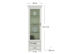 Vitrinenschrank "Tifosi" Weiß 69 X 212 Cm OK-Living -Vicco DS 1497 MBO 4