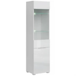 Vitrinenschrank "York" Weiß Hochglanz 50 X 190 Cm OK-Living