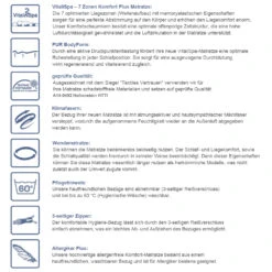 Kaltschaummatratze Weiß 120 X 200 Cm H3 Härtegrad, 7Zonen Vitalispa 19 Kaltschaummatratze Weiß 120 X 200 Cm H3 Härtegrad, 7Zonen Vitalispa -Vicco MA Eigenschaften