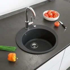 Spülbecken Schwarz 50.5 X 50.5 Cm Rund Bergström -Vicco bs34 04 ol