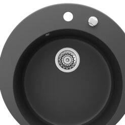 Spülbecken Schwarz 50.5 X 50.5 Cm Rund Bergström -Vicco bs34 06 ol