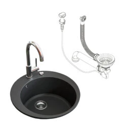 Spülbecken Schwarz 50.5 X 50.5 Cm Rund Bergström -Vicco bs34 07 ol