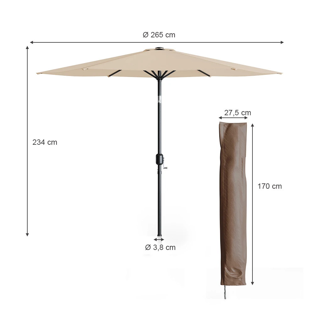 Ampelschirm Beige 270 Cm Mit Schutzhülle OK-Living 5 Ampelschirm Beige 270 Cm Mit Schutzhülle OK-Living – Bild 3