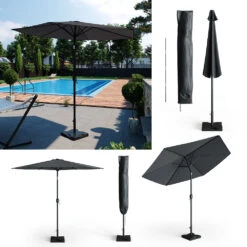 Sonnenschirm 270cm Anthrazit Mit Schutzhülle Und Ständer 10 Sonnenschirm 270cm Anthrazit Mit Schutzhülle Und Ständer -Vicco g152 02 ol
