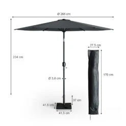 Sonnenschirm 270cm Anthrazit Mit Schutzhülle Und Ständer 11 Sonnenschirm 270cm Anthrazit Mit Schutzhülle Und Ständer -Vicco g152 03 ol
