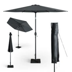 Sonnenschirm 270cm Anthrazit Mit Schutzhülle Und Ständer 15 Sonnenschirm 270cm Anthrazit Mit Schutzhülle Und Ständer -Vicco g152 07 ol