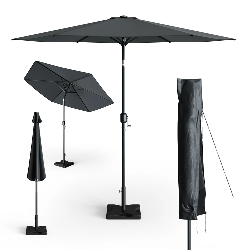 Sonnenschirm 270cm Anthrazit Mit Schutzhülle Und Ständer 9 Sonnenschirm 270cm Anthrazit Mit Schutzhülle Und Ständer – Bild 7