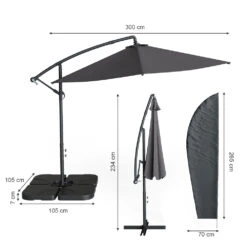 Ampelschirm 300cm Schwarz Vicco -Vicco g158 160 03 ol