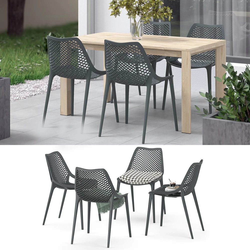 Gartenstuhl "Einar" Grau 50.5 X 83 Cm 4er Set OK-Living 4 Gartenstuhl "Einar" Grau 50.5 X 83 Cm 4er Set OK-Living – Bild 2