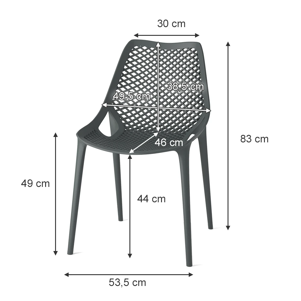 Gartenstuhl "Einar" Grau 50.5 X 83 Cm 4er Set OK-Living 5 Gartenstuhl "Einar" Grau 50.5 X 83 Cm 4er Set OK-Living – Bild 3