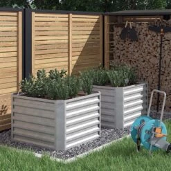 Hochbeet Silber 90 X 90 Cm OK-Living -Vicco g227 04 ol