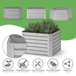 Hochbeet Silber 90 X 90 Cm OK-Living -Vicco g227 05 ol