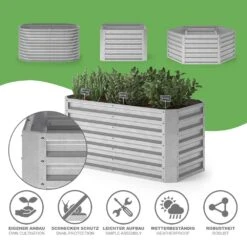 Hochbeet Silber 120 X 60 Cm OK-Living -Vicco g228 05