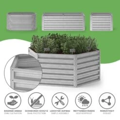 Hochbeet Silber 129.5 X 148.5 Cm OK-Living -Vicco g230 05 ol