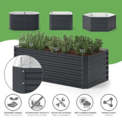 Hochbeet 180 X 90 Cm Anthrazit Rechteckig -Vicco g267 05 ol