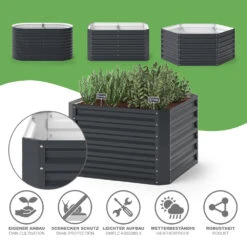 Hochbeet 90 X 90 Cm Anthrazit Quadratisch -Vicco g269 05 ol