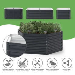 Hochbeet 149 X 130 Cm Anthrazit Sechseckig -Vicco g272 05 ol
