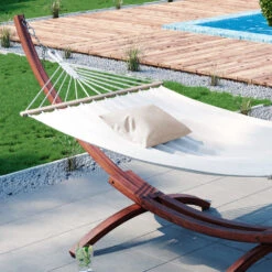 Hängematte Weiß 190 X 120 Cm Mit Holzrahmen OK-Living -Vicco gm205 05 ol