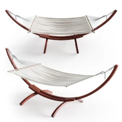 Hängematte Weiß 190 X 120 Cm Mit Holzrahmen OK-Living -Vicco gm205 07 ol