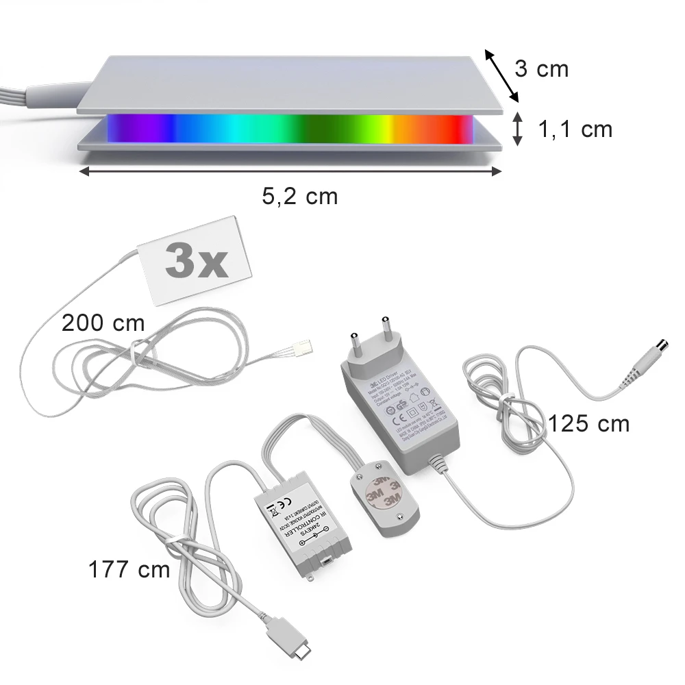 LED-Glaskantenbeleuchtung 3er Set Vicco 4 LED-Glaskantenbeleuchtung 3er Set Vicco – Bild 3