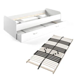 Kinderbett "Enzo" Weiß 90x200 Cm Mit Lattenrost Vitalispa