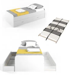 Kinderbett "Enzo" Weiß 90x200 Cm Mit Lattenrost Vitalispa -Vicco m1045 l 07 ol