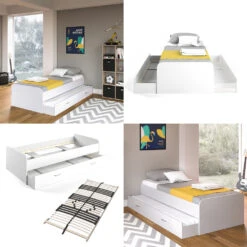 Kinderbett "Enzo" Weiß 90x200 Cm Mit Lattenrost Vitalispa -Vicco m1045 l 08 ol