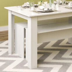 Esstisch Set "Sentio" Weiß 90 X 140 Cm Mit 2 Bänken Vicco -Vicco m1100 05 ol